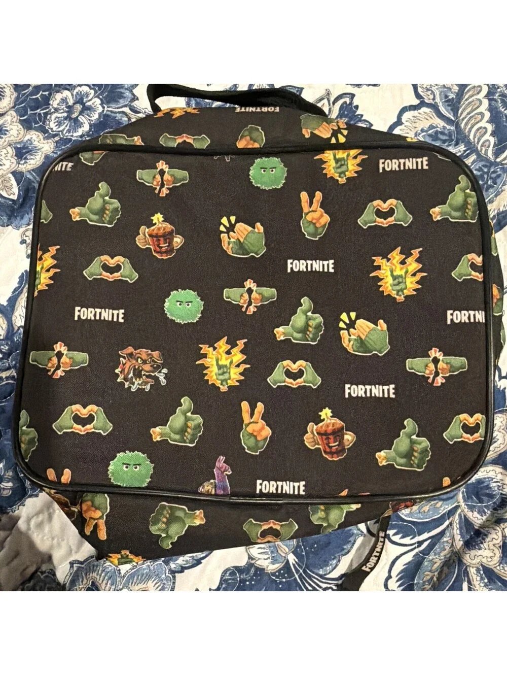 Fortnite Insulated Zipper Lunch Bag with Handle Black